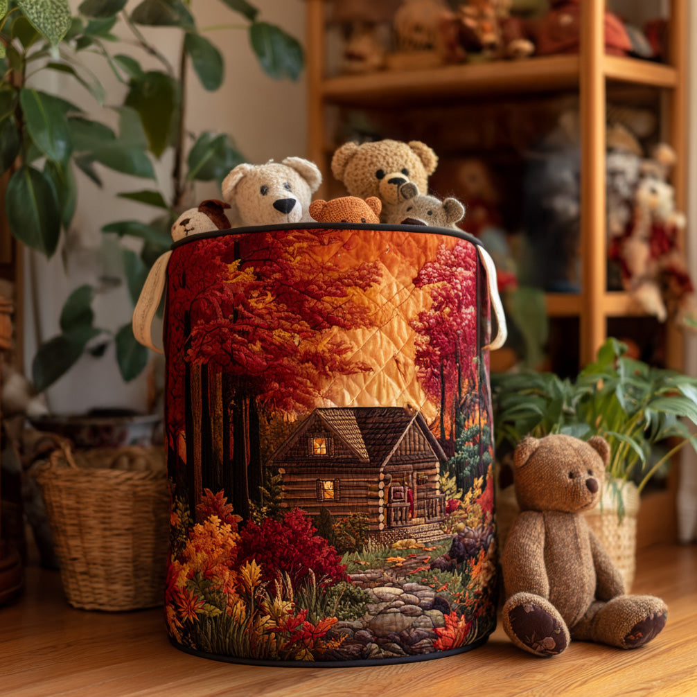 Autumn Cabin Pines Quilted Laundry Basket NCU0DV803