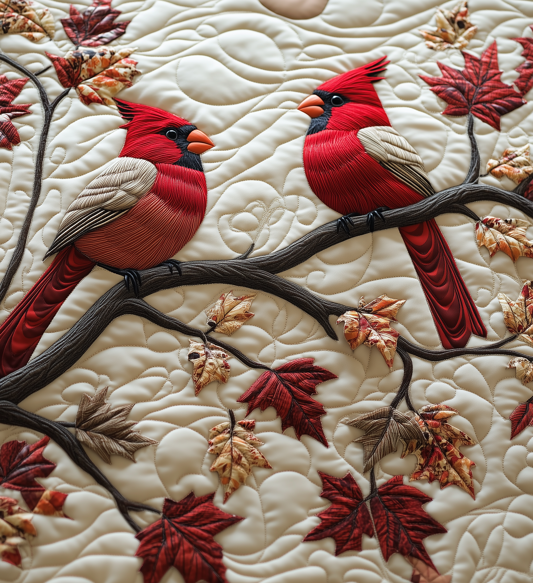 Autumn Cardinal Quilted Blanket NCU0DV1141