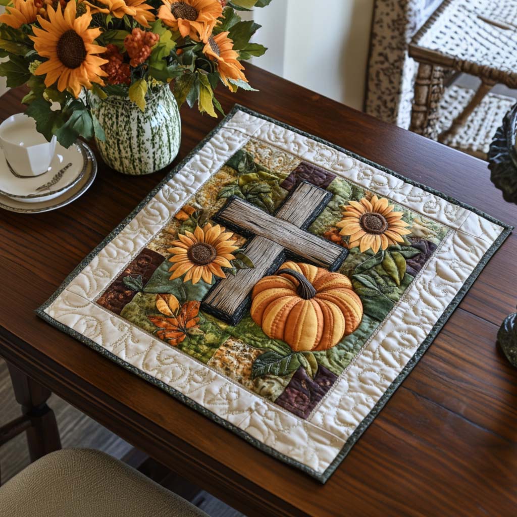 Autumn Cross Beauty Quilted Table Topper NCU0NNT1439