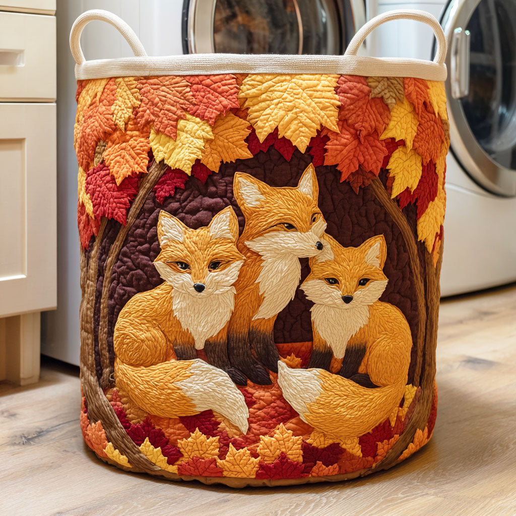 Autumn Den Fox Quilted Laundry Basket NCU0NTD427
