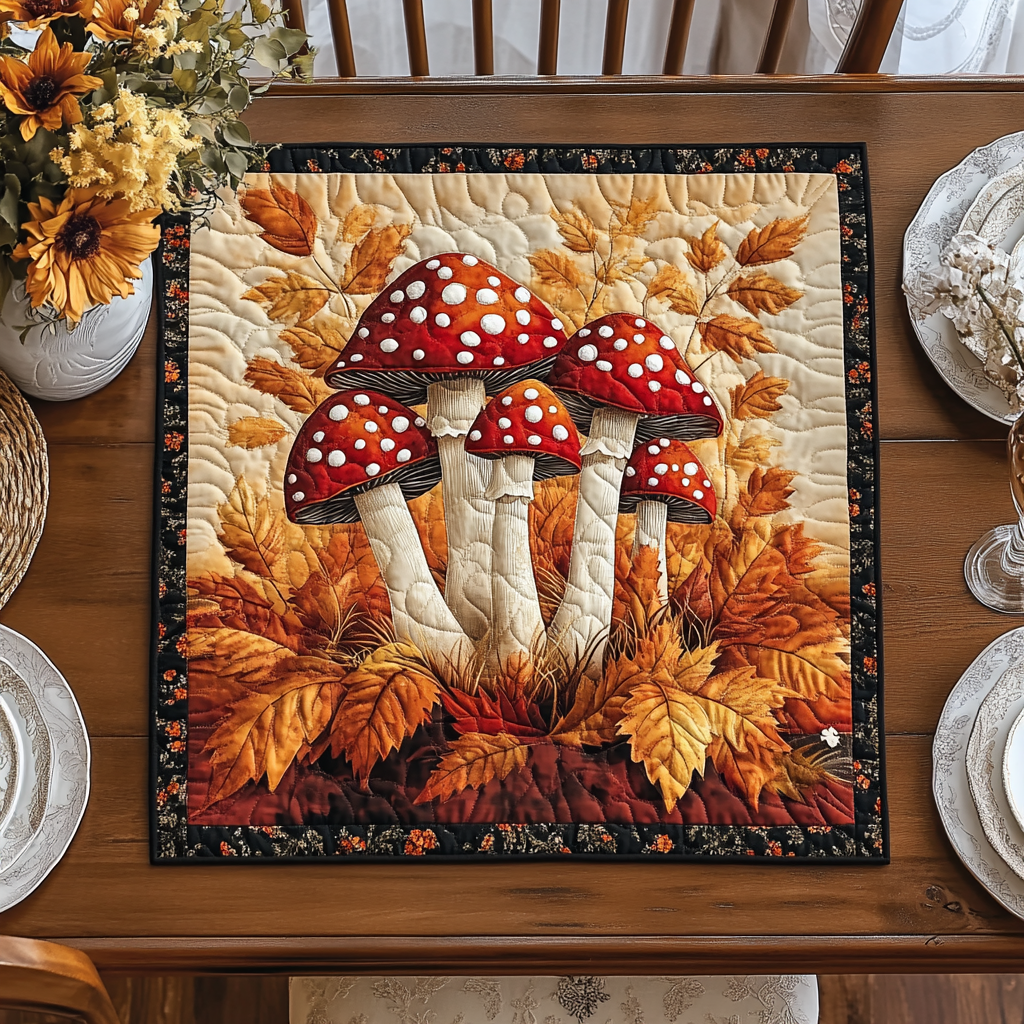Autumn Mushroom Quilted Table Topper NCU0DDK900