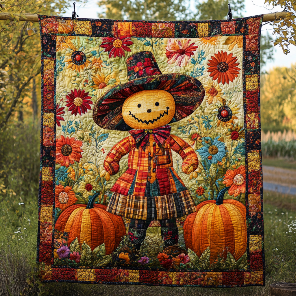 Autumn Splendor Scarecrow Quilted Blanket NCU0PD730