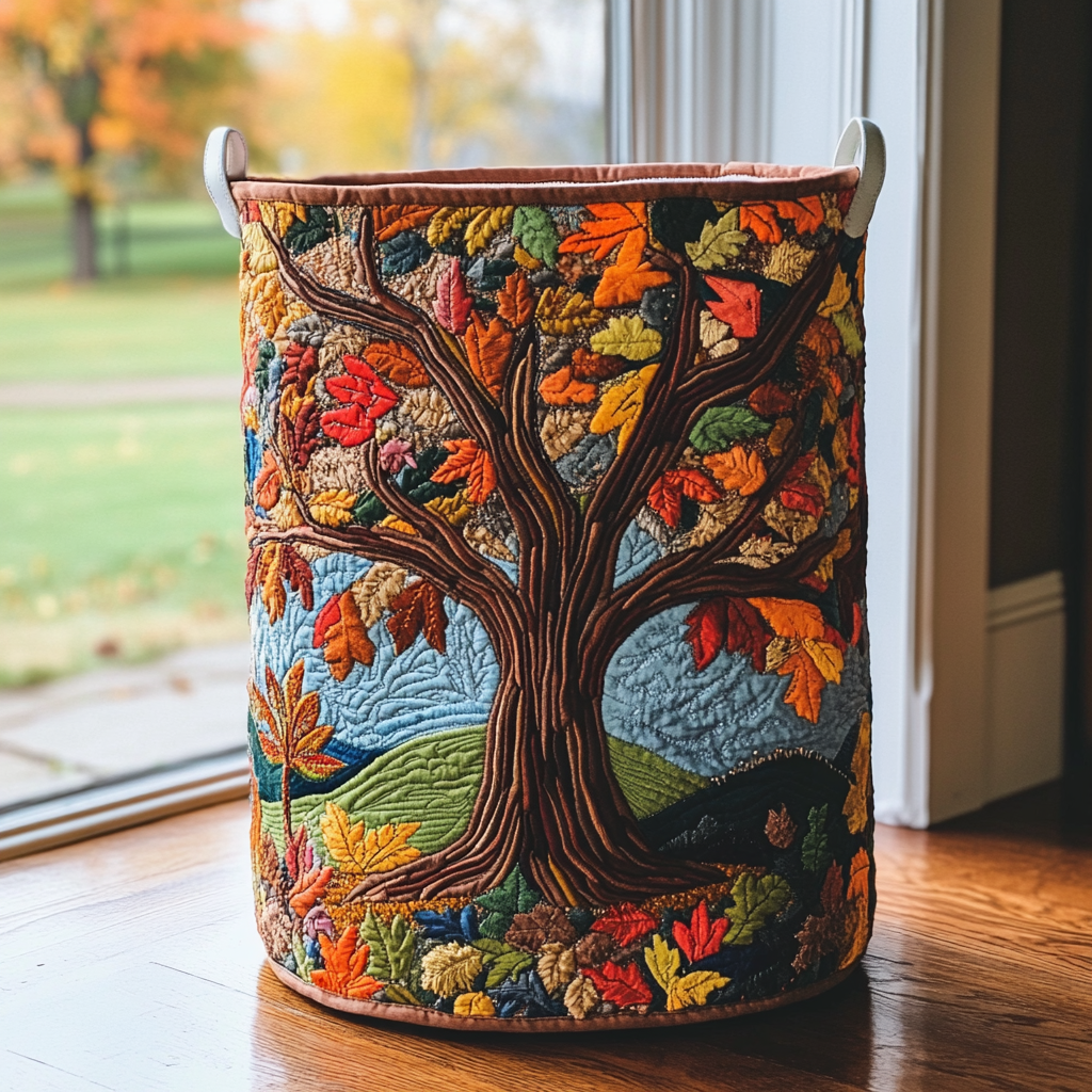 Autumn Tree Quilted Laundry Basket NCU0DDK868