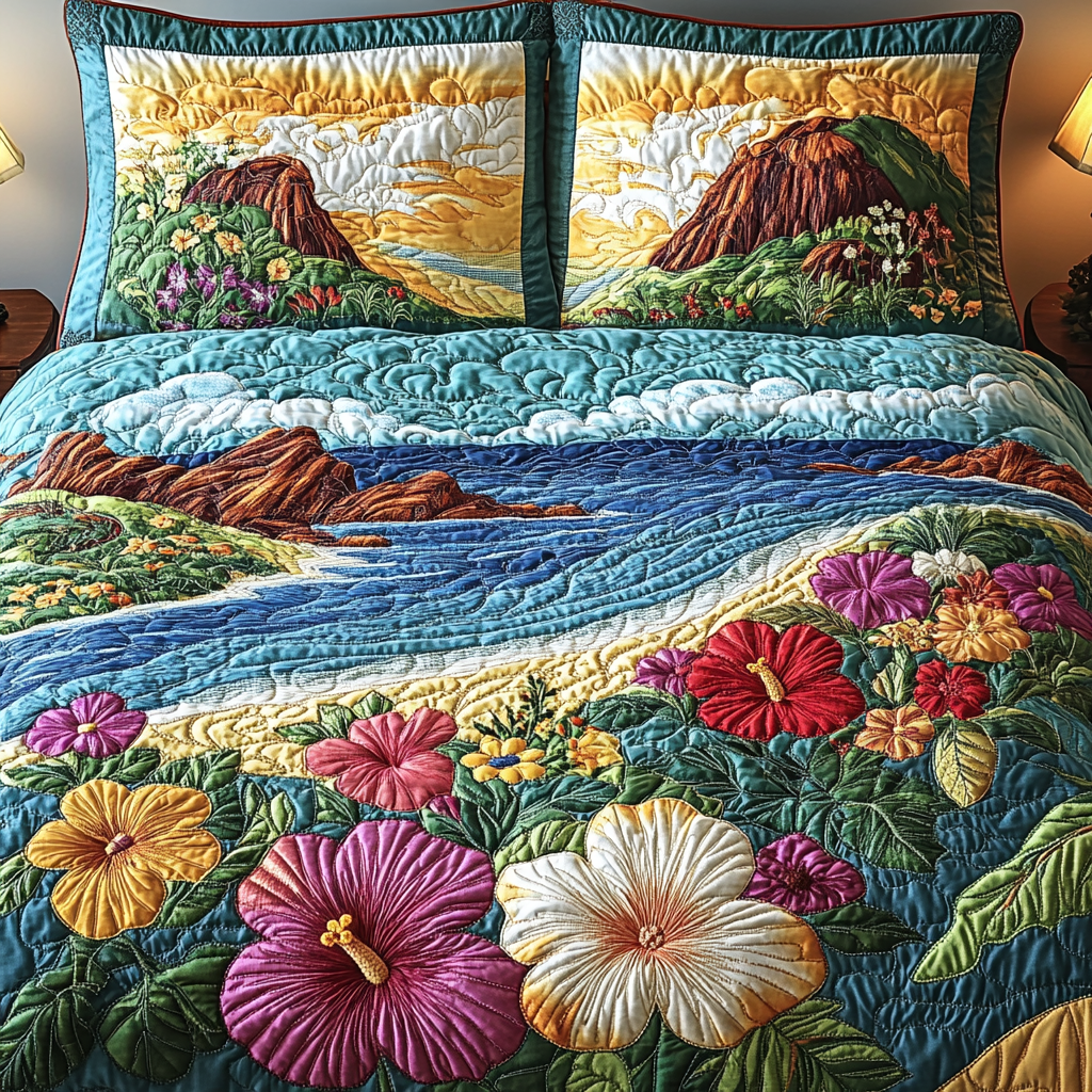 Azure Horizons Quilted Bedding Set NCU0DV197