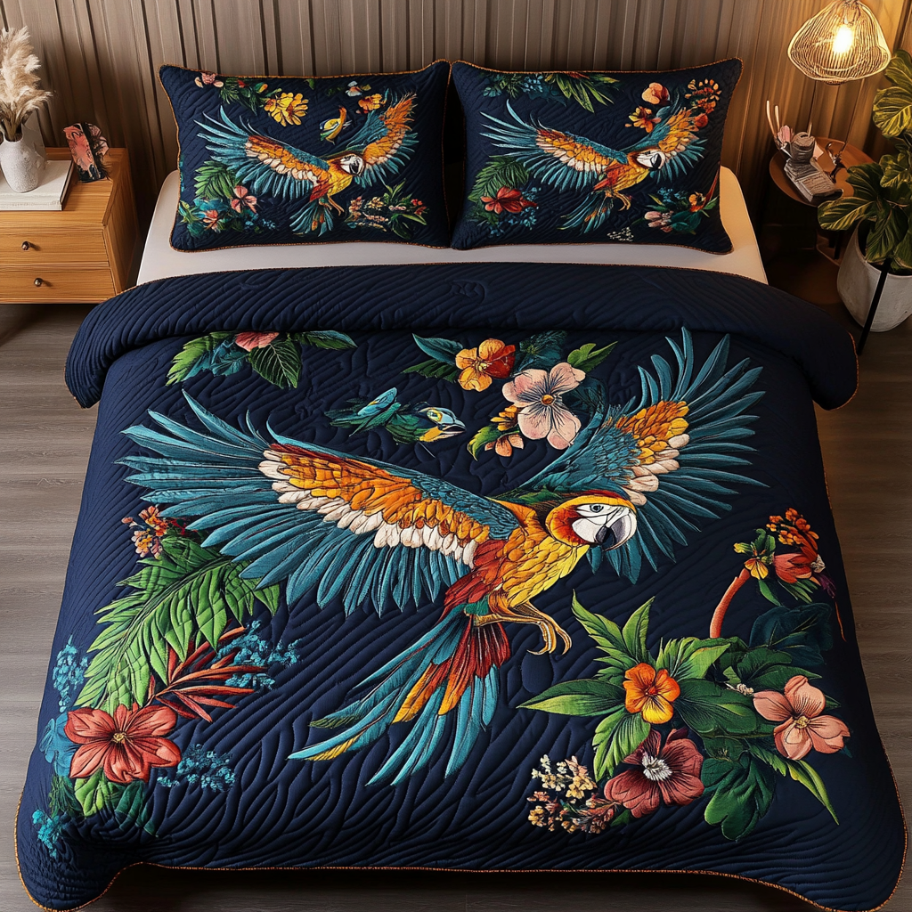 Azure Wings 3-Piece Quilted Bedding Set NCU0NVH739