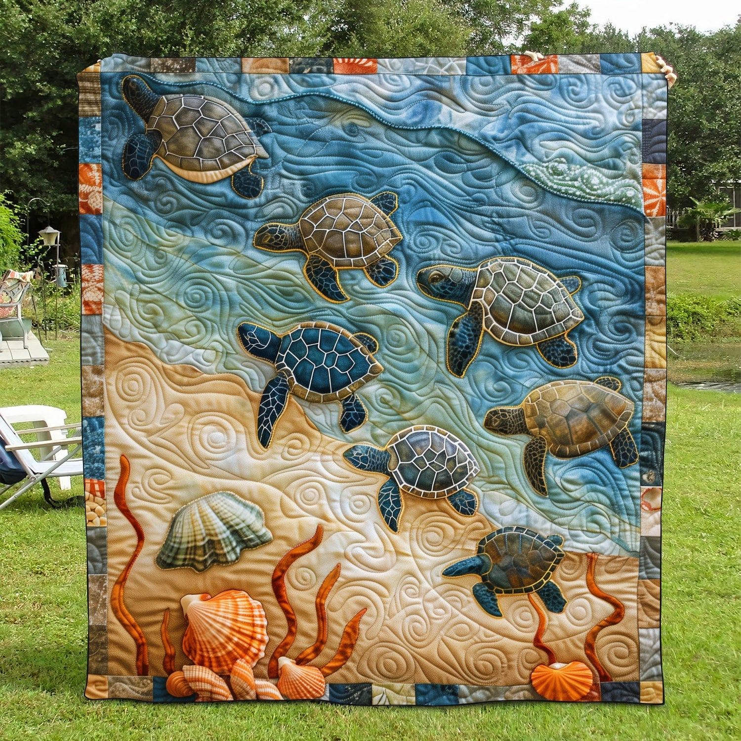 Baby Turtle Voyage Quilted Blanket NCU0TH1167