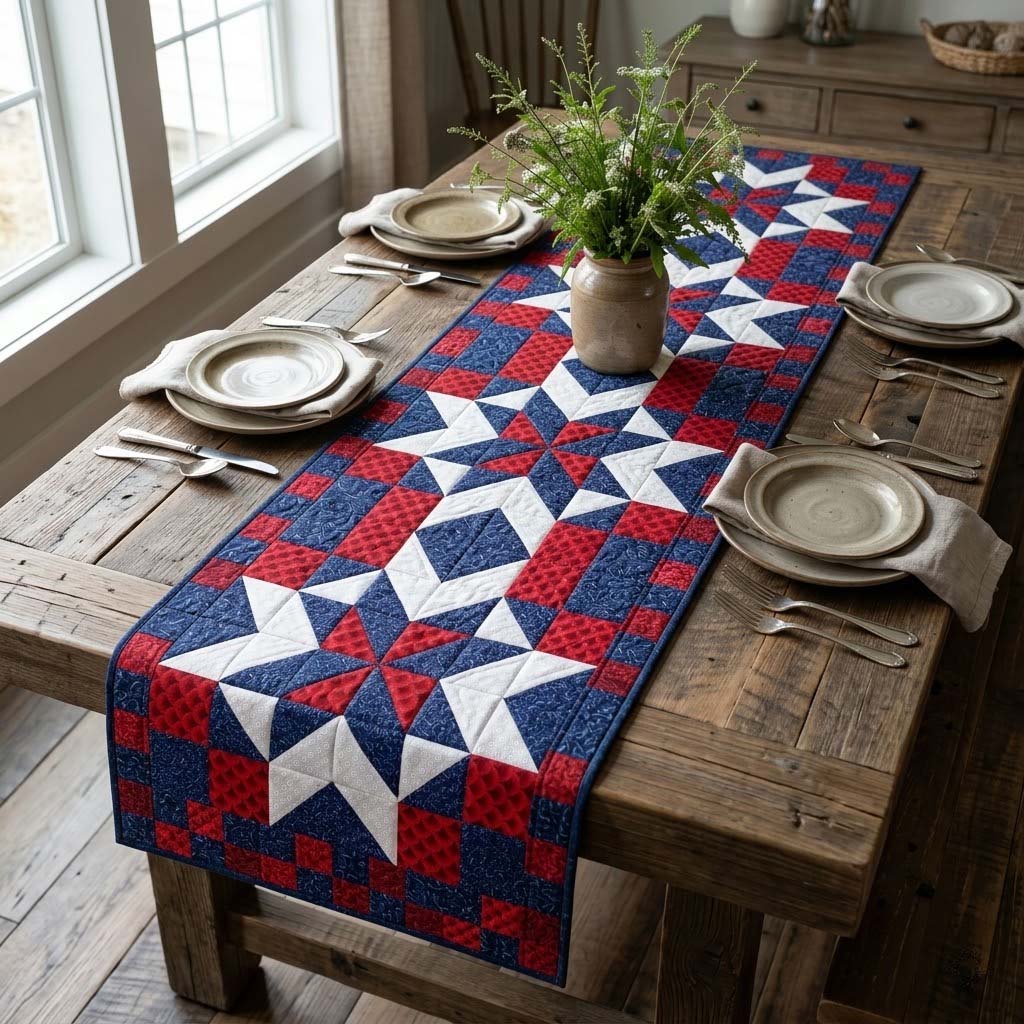 Barnstar Trail Quilted Table Runner NCU0DQQ0661
