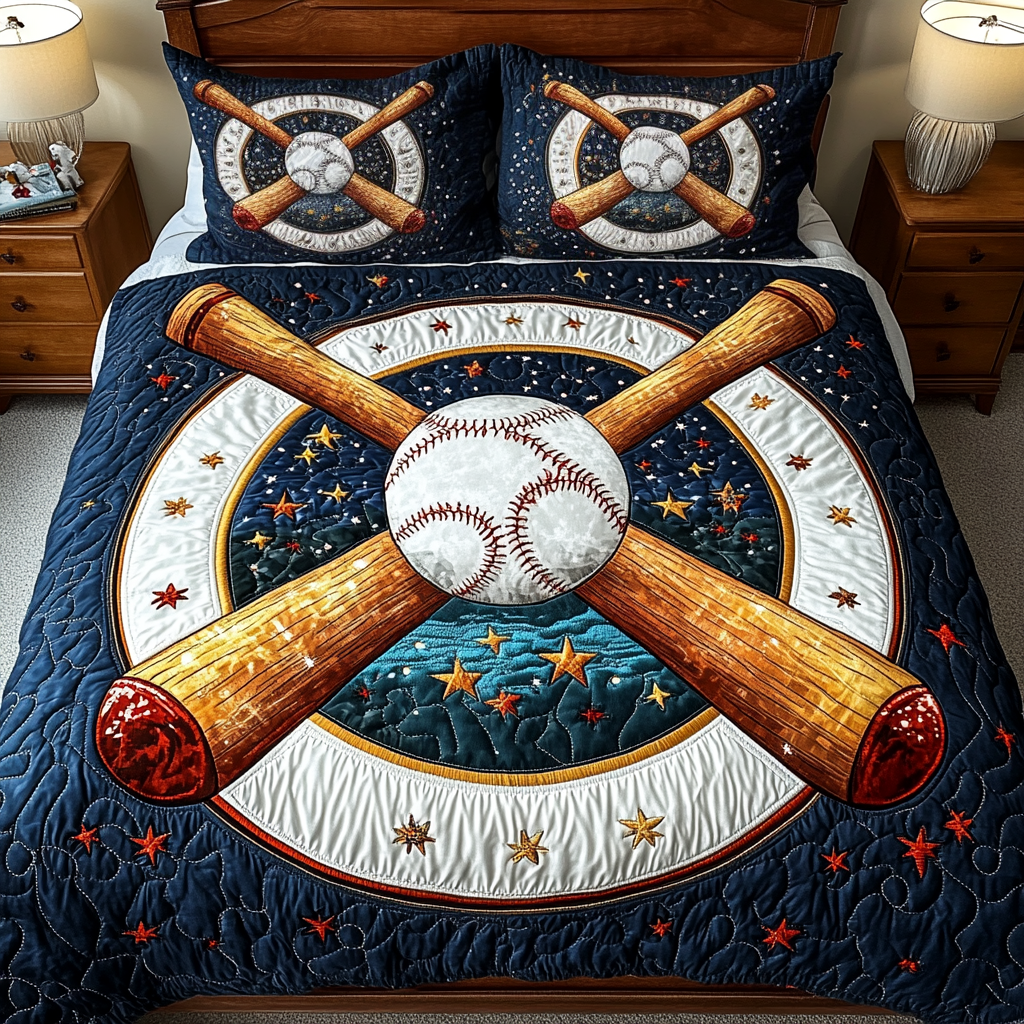 Baseball Dreams 3-Piece Quilted Bedding Set NCU0VH358