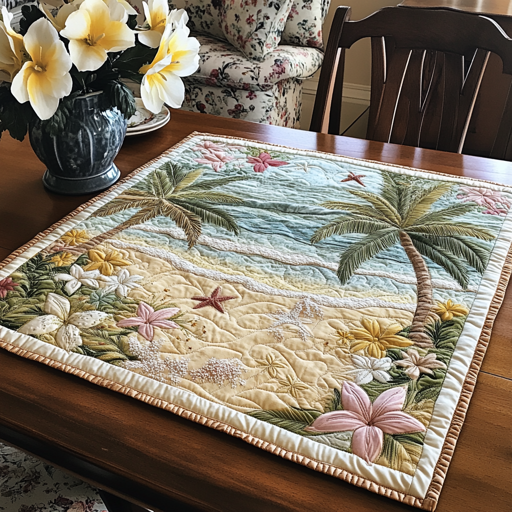 Beach Harmony Quilted Table Topper NCU0DDK650