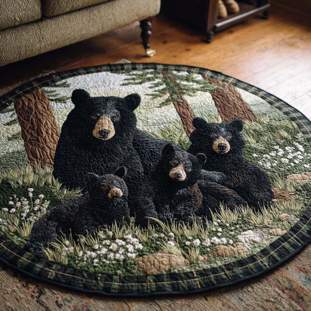 Bear Family Quilted Round Mat NCU0NNT2092