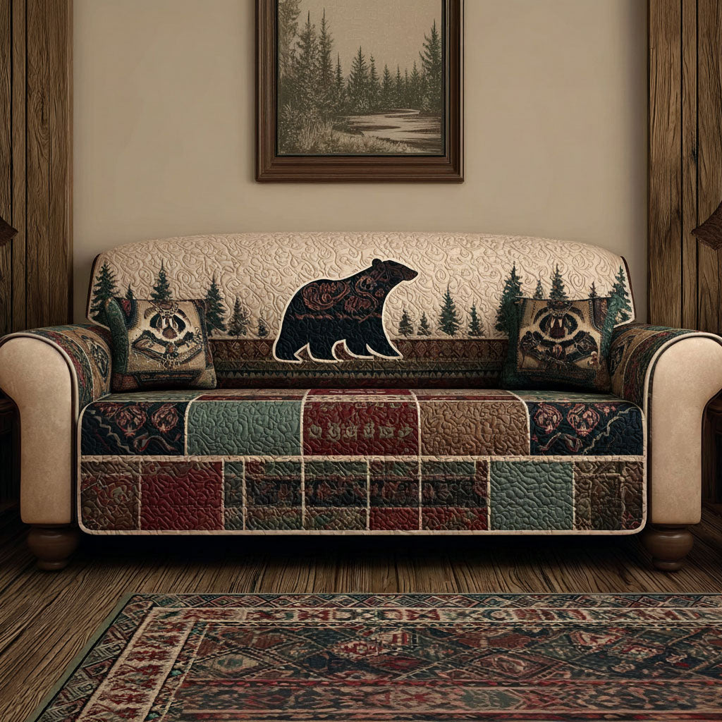 Bear Ridge Cabin Quilted Sofa Cover NCU0PTT2835