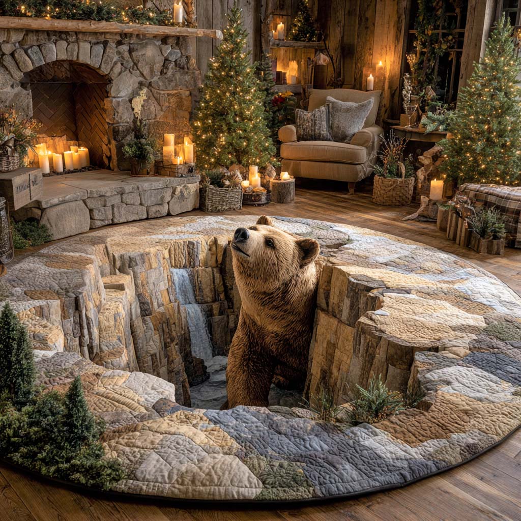 Bear Tracks Quilted Round Mat NCU0NNL182