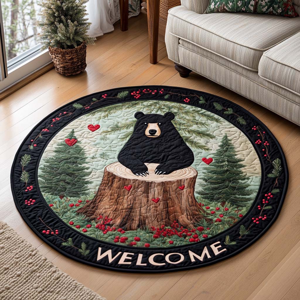 Bear Welcome Quilted Round Mat NCU0NNT1793