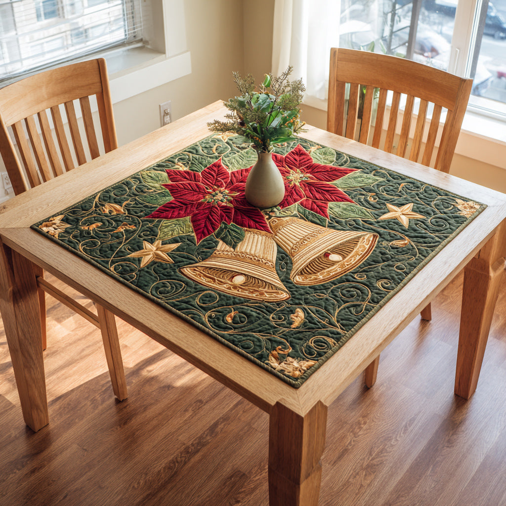 Bell Poinsettia Quilted Table Topper NCU0HNH168