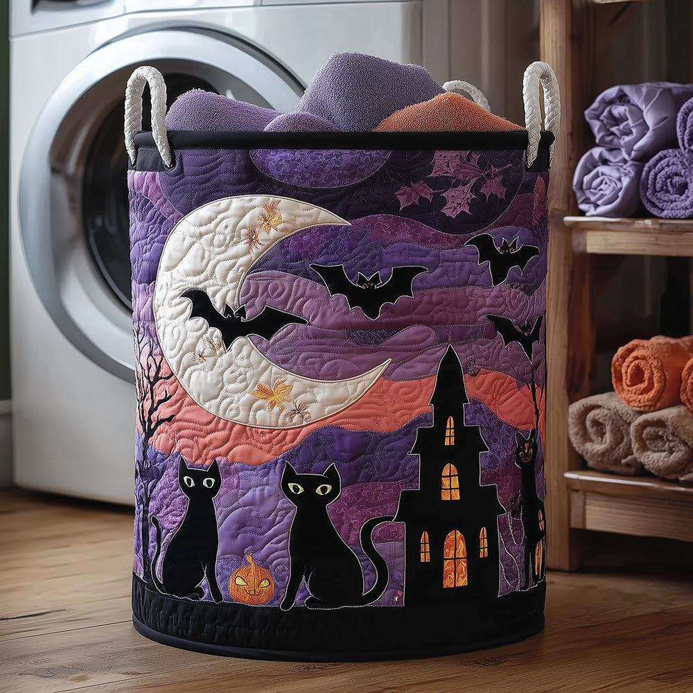 Black Cat Magic Quilted Laundry Basket NCU0TH3079