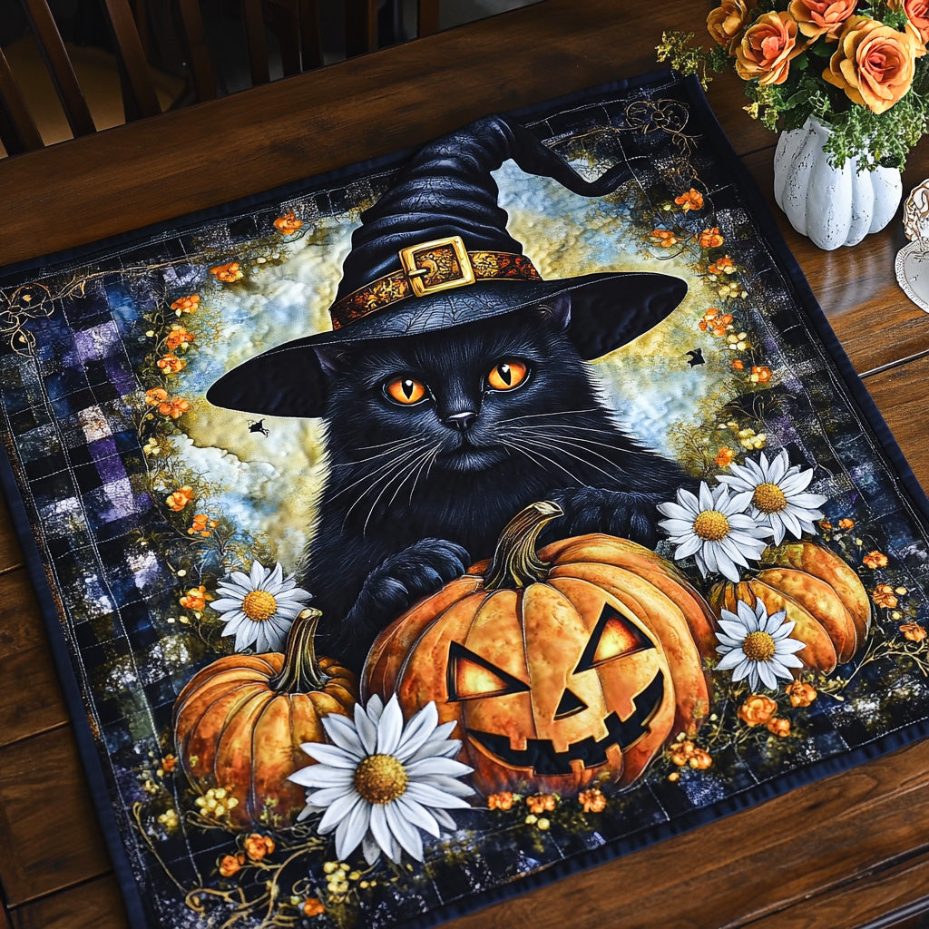 Black Cat Charm Quilted Table Topper NCU0NNT1488