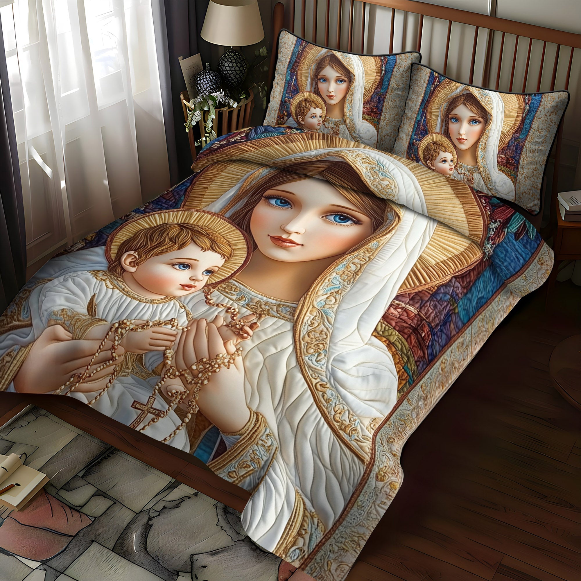 Blessed Embrace 3-Piece Quilted Bedding Set NCU0NT1771
