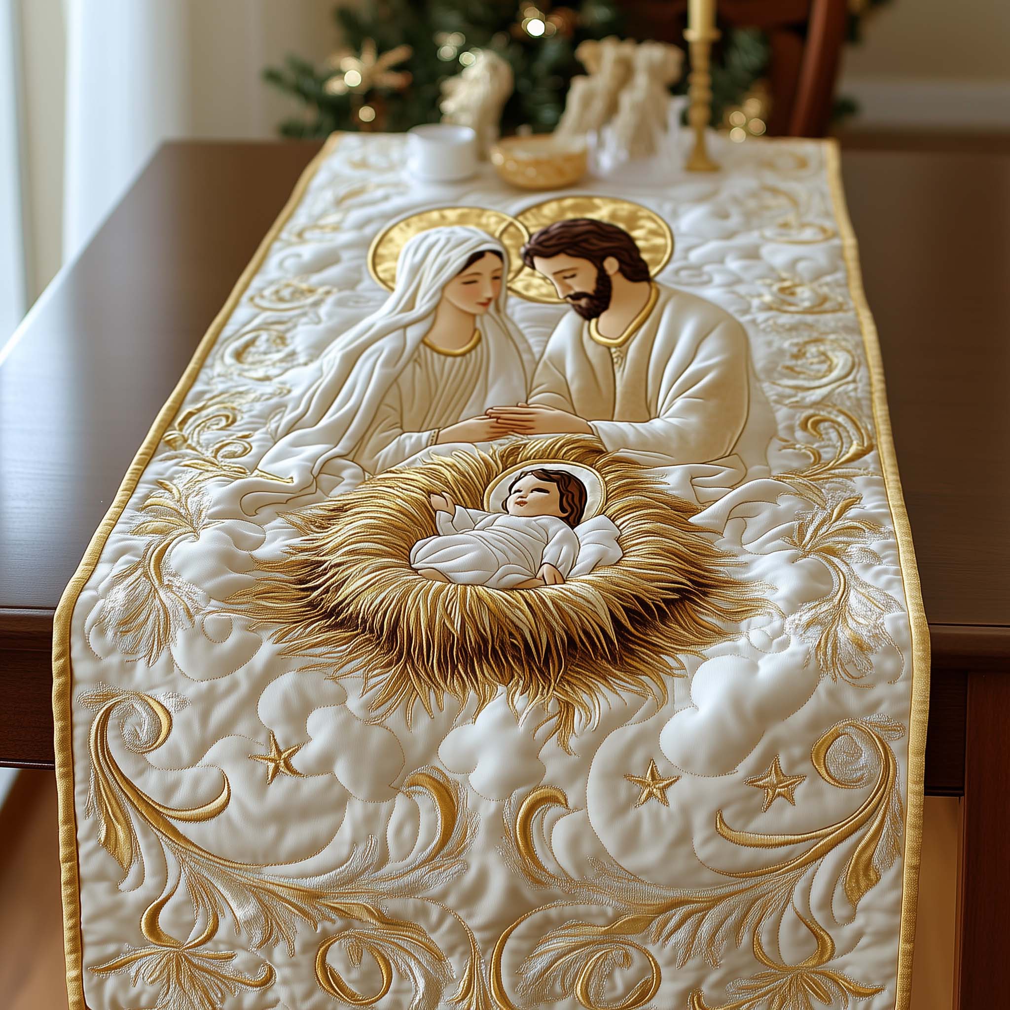 Blessed Family Quilted Table Runner NCU0NNL202