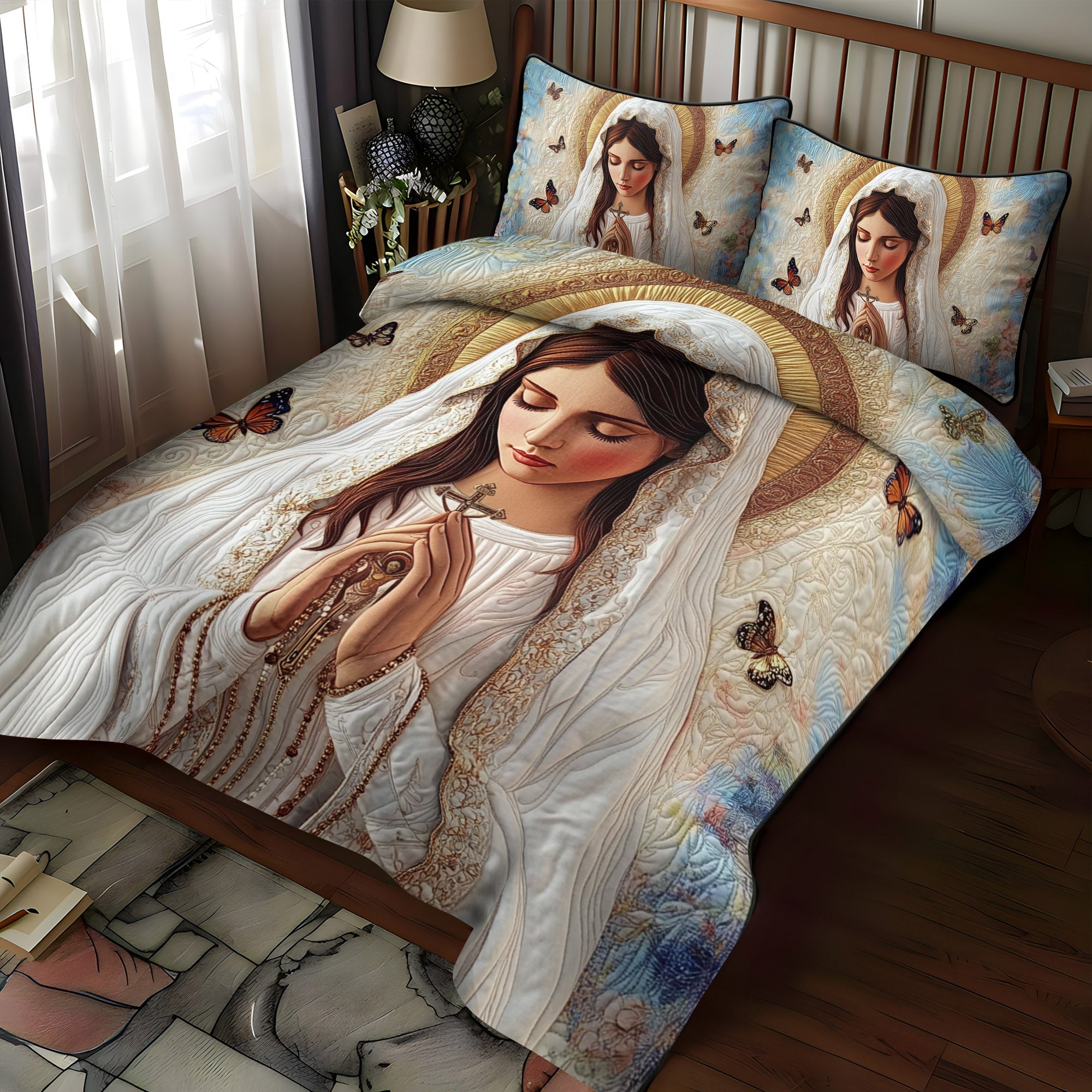Blessed Radiance 3-Piece Quilted Bedding Set NCU0NT1777