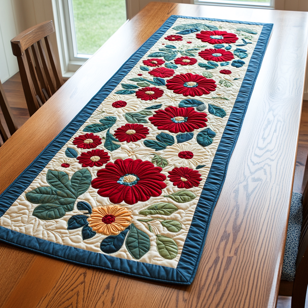 Bloom Line Quilted Table Runner NCU0DDK459
