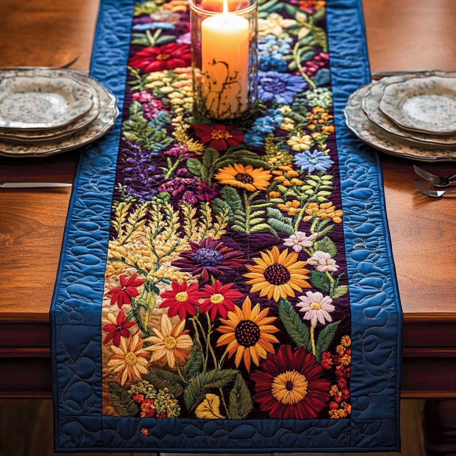 Bloom Symphony Quilted Table Runner NCU0PTT664