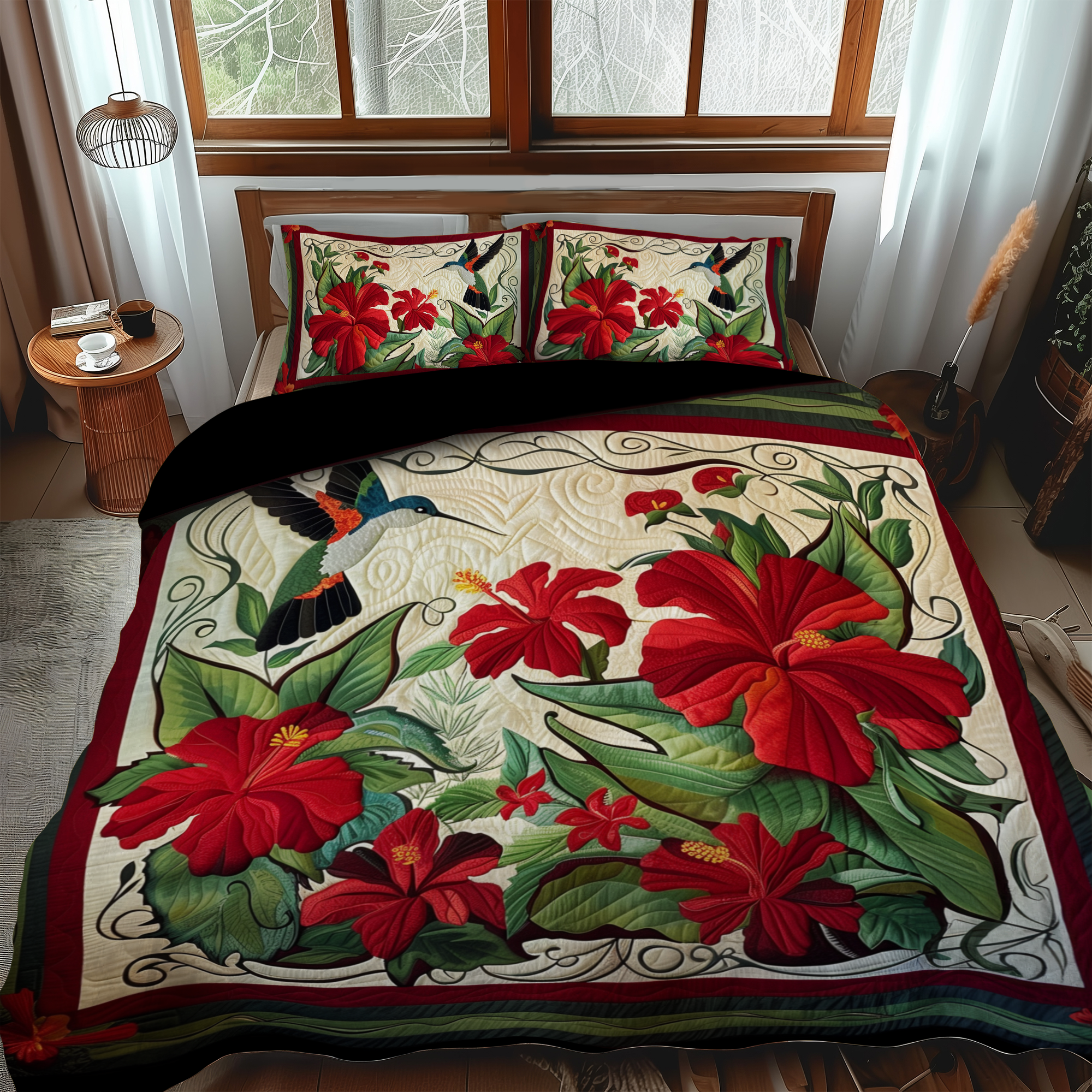 Blooming Beauty 3-Piece Quilted Bedding Set NCU0PT028