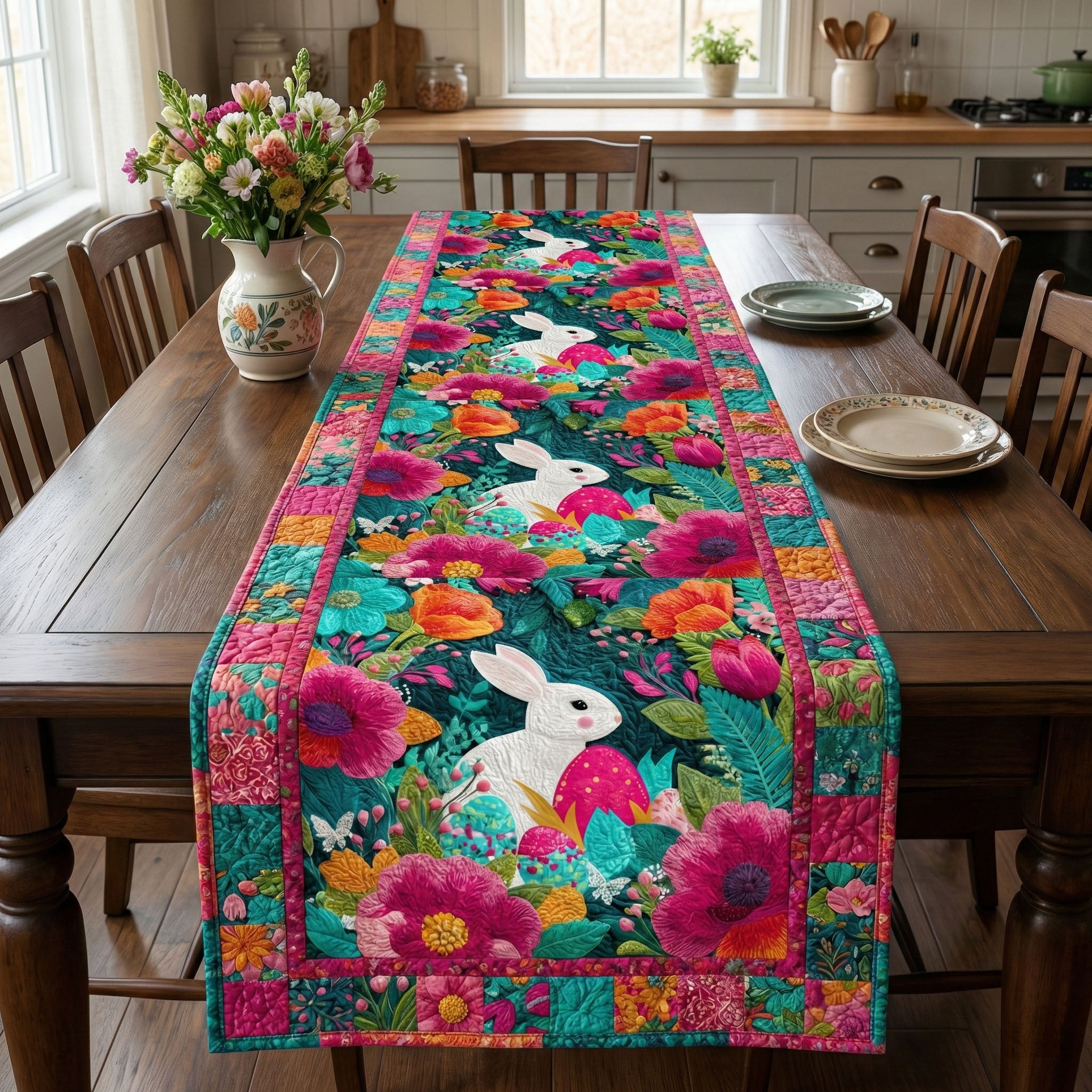 Blooming Bunny Quilted Table Runner NCU0NNT3001