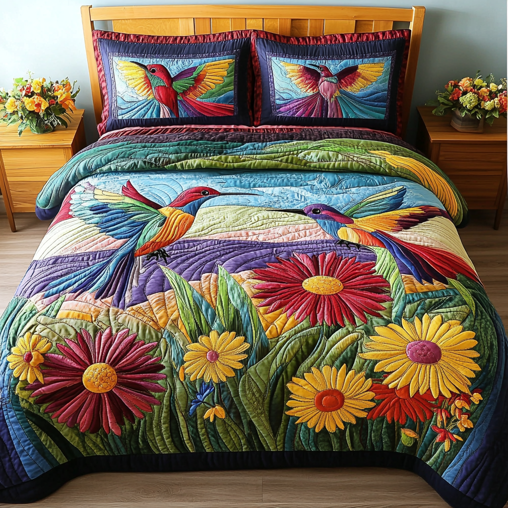 Blooming Flight 3-Piece Quilted Bedding Set NCU0DDK234
