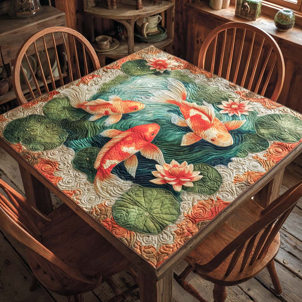 Blooming Koi Garden Quilted Table Topper NCU0NXD443