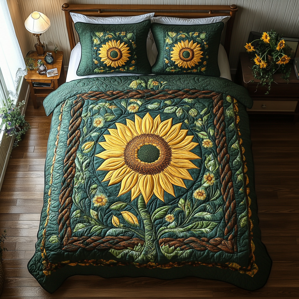Blooming Sun Quilted Bedding Set NCU0DV091