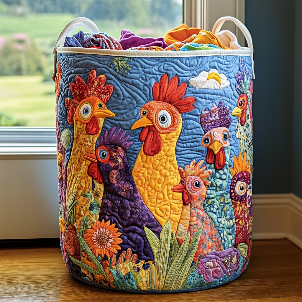 Blossom Chicken Quilted Laundry Basket NCU0DDK1023