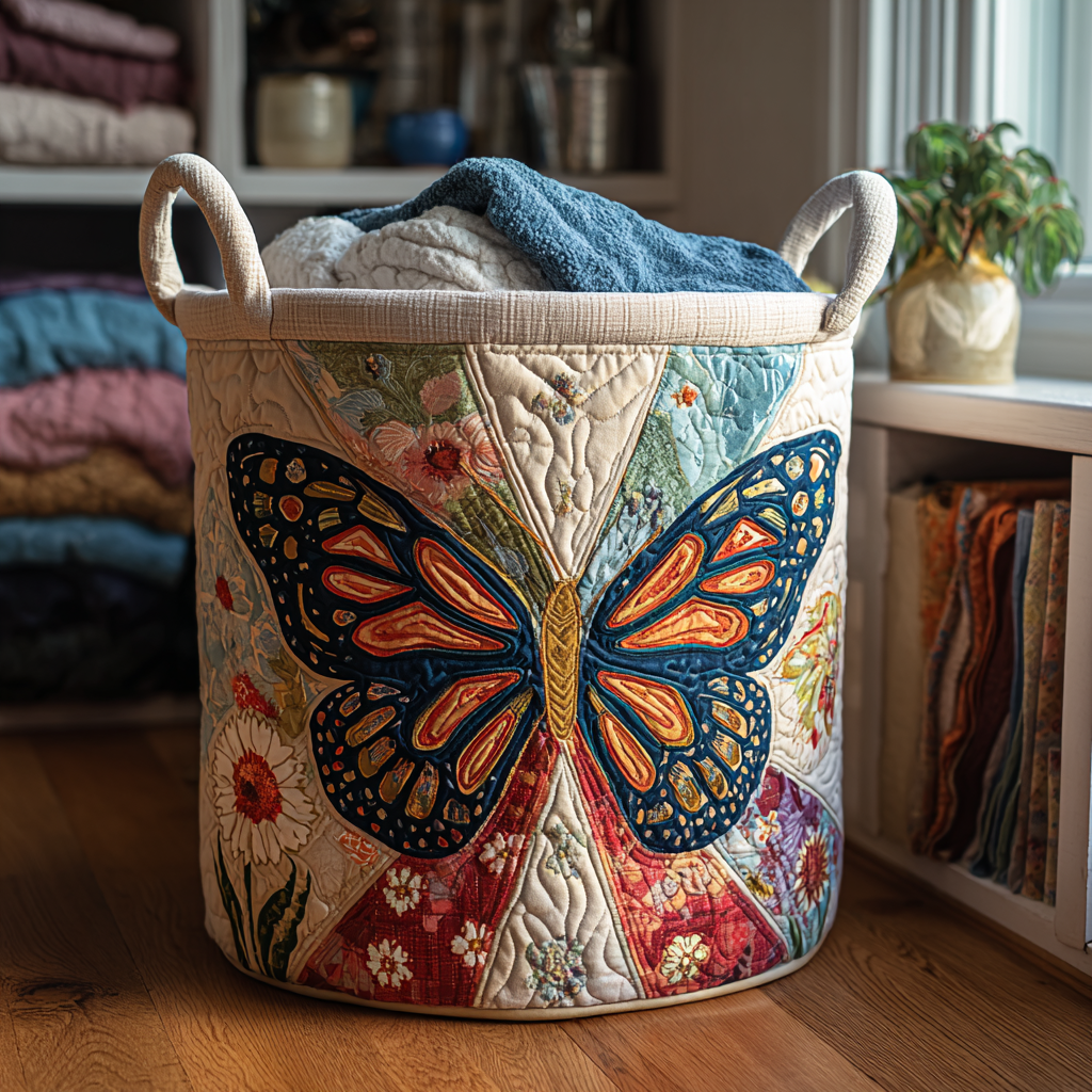 Blossom Flight Quilted Laundry Basket NCU0PVL427