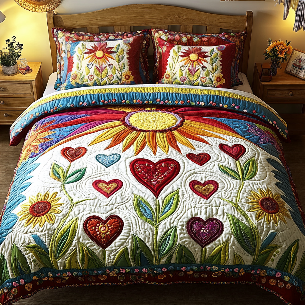 Blossom Path 3-Piece Quilted Bedding Set NCU0PVL113