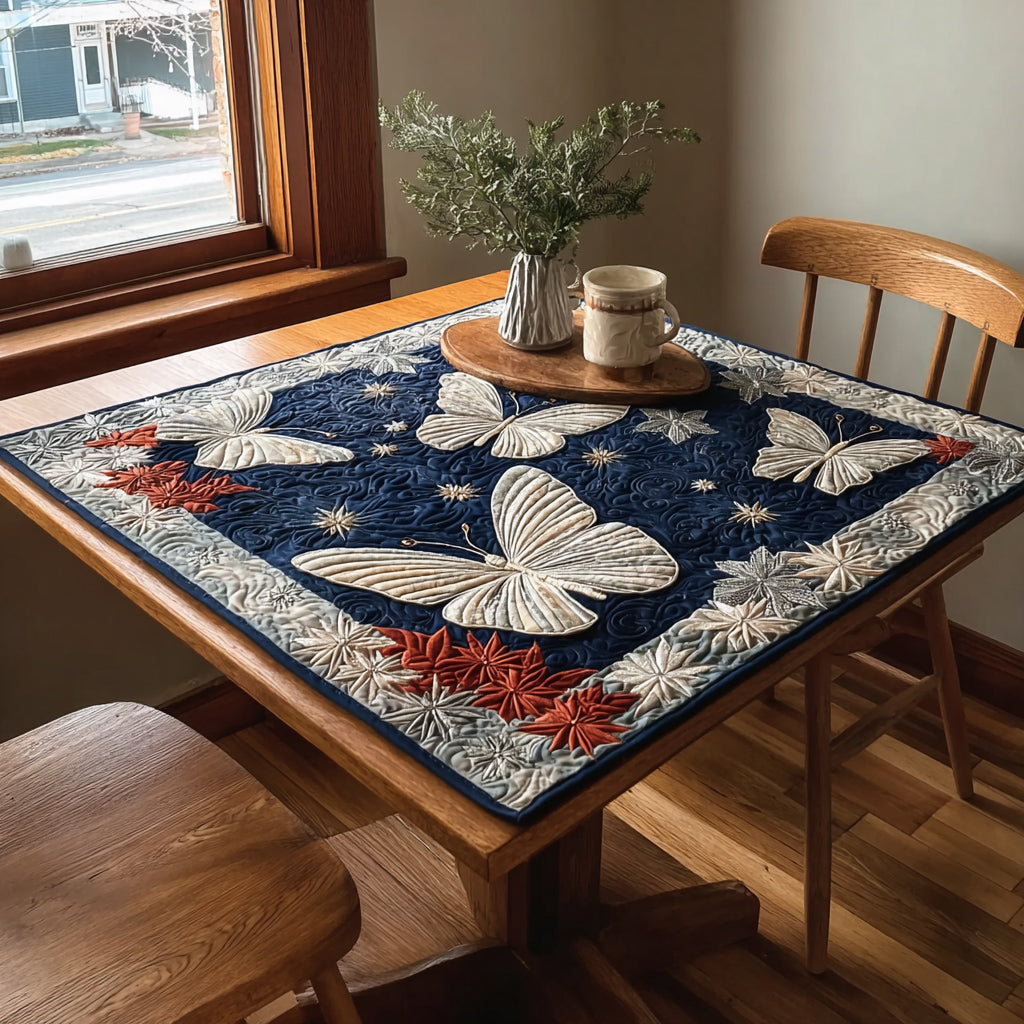 Blue Butterfly Galaxy Quilted Table Topper NCU0HNH044