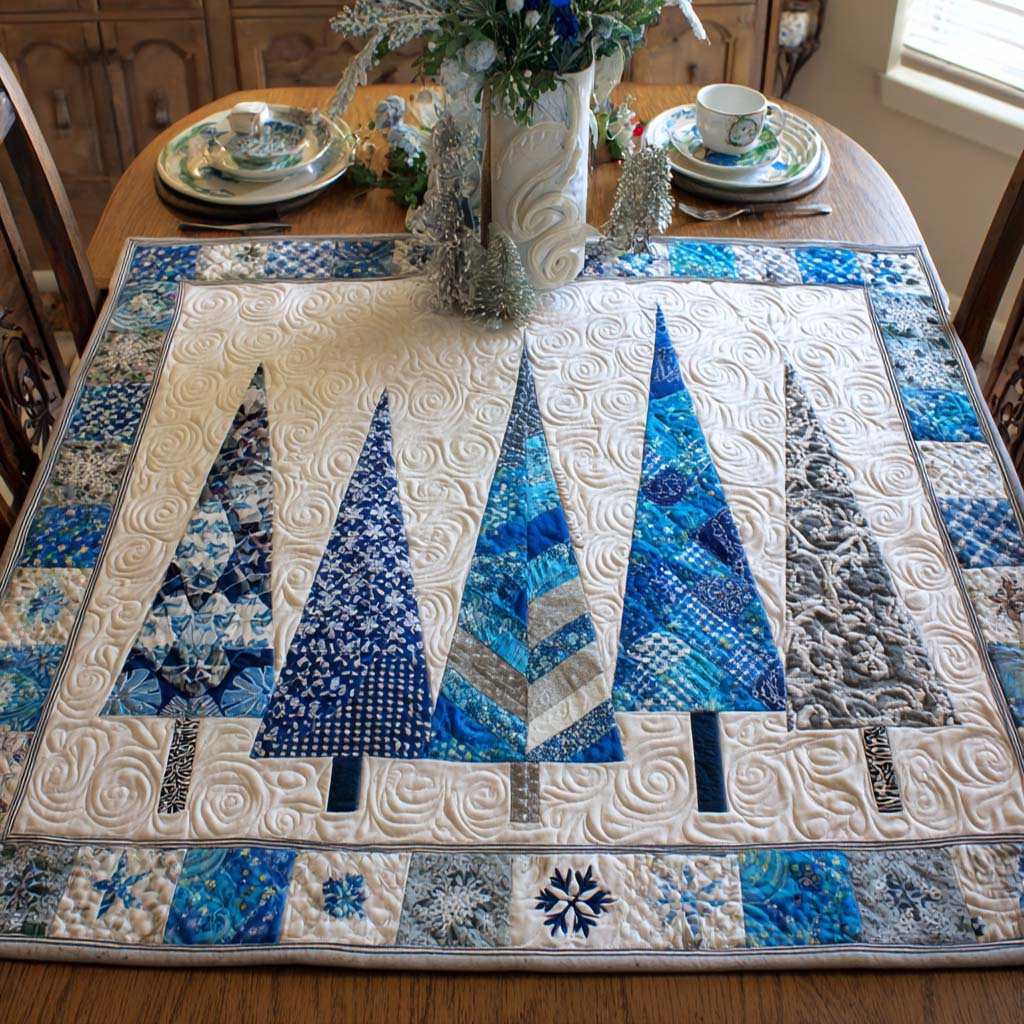 Blue Pines Quilted Table Topper NCU0NNT1729