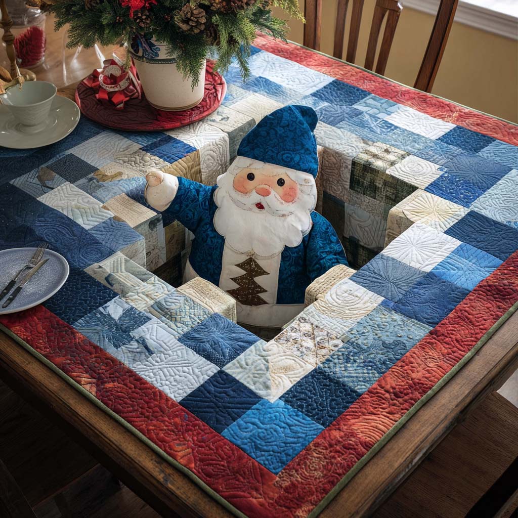 Blue Santa Quilted Table Topper NCU0NNT1730