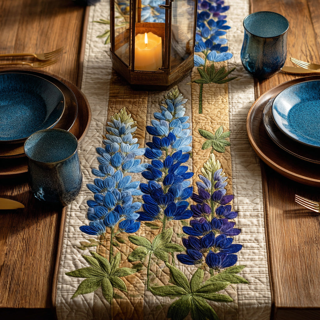 Bluebonnet Harmony Quilted Table Runner NCU0LDH088