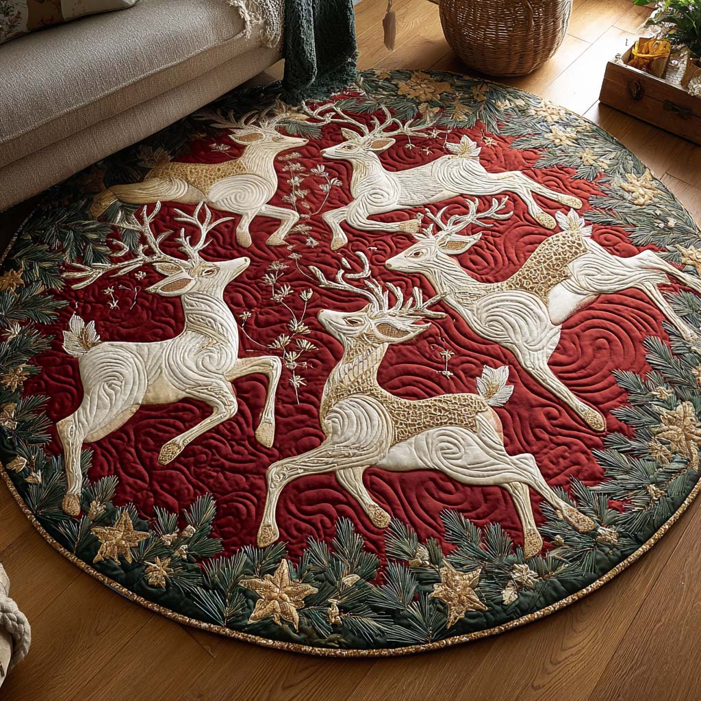 Blushing Reindeer Quilted Round Mat NCU0NNT2050