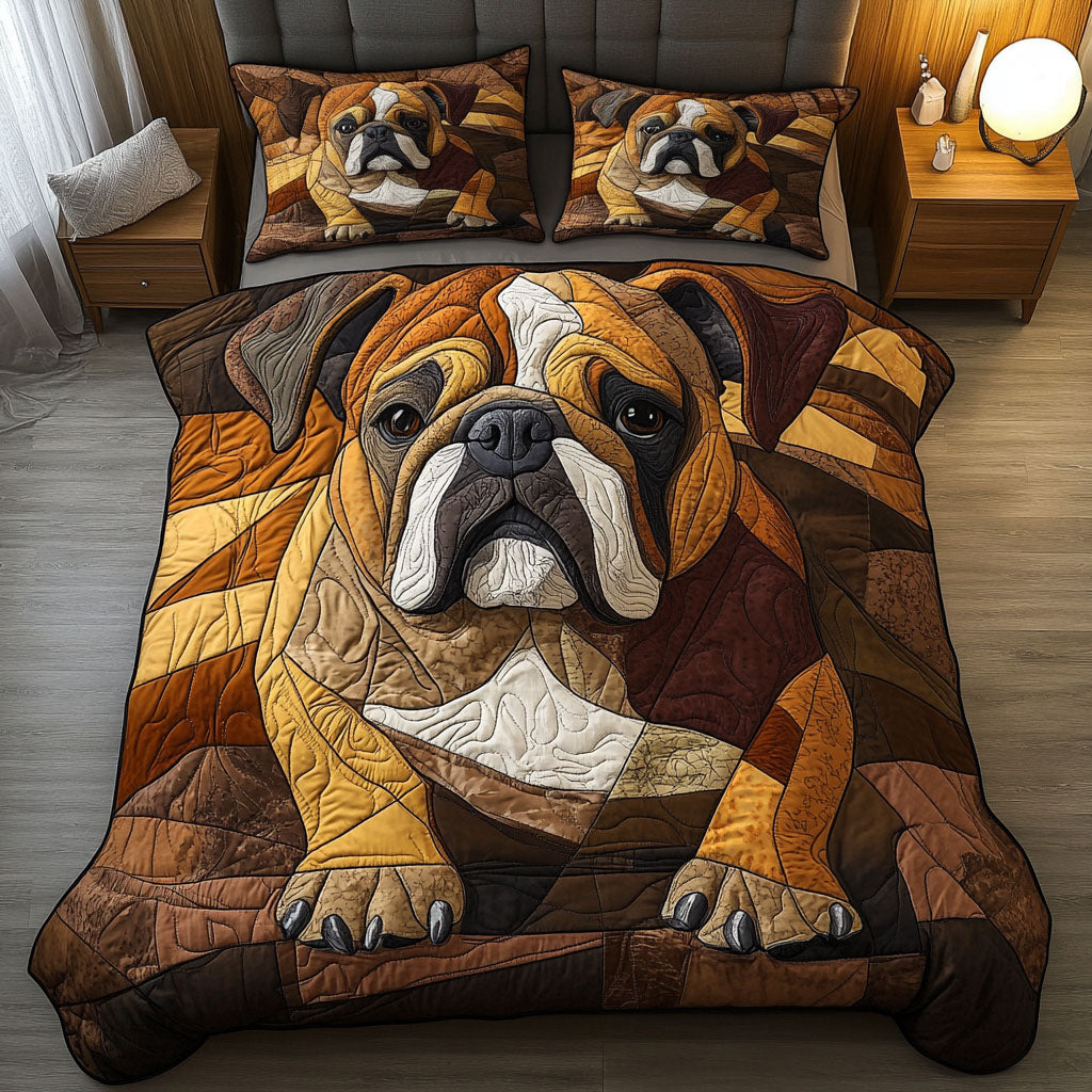 Bold Bulldog Bloom 3-Piece Quited Bedding Set NCU0NNT822