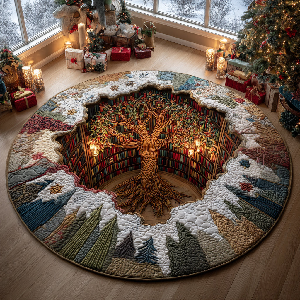 Book Chamber Tree Quilted Round Mat NCU0DV1316