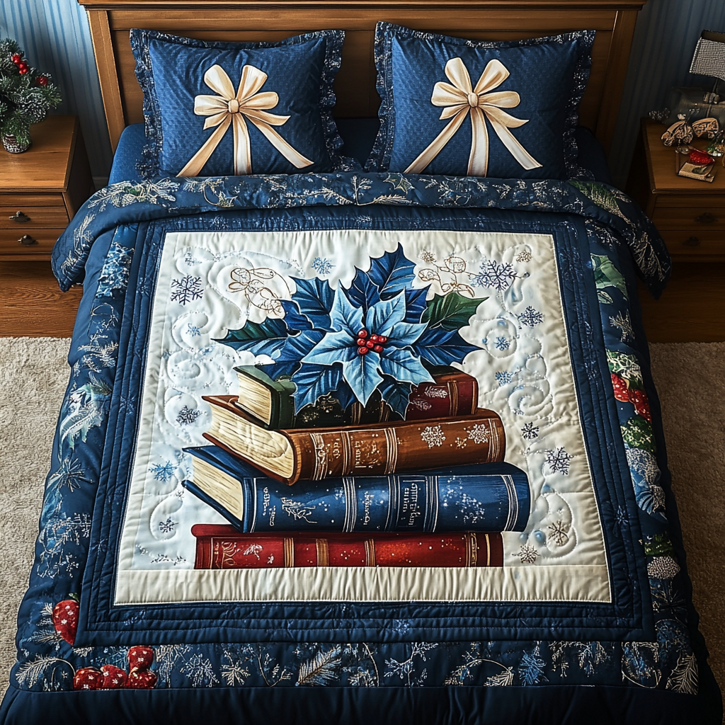 Book Pages Bliss 3-Piece Quilted Bedding Set NCU0TL2091