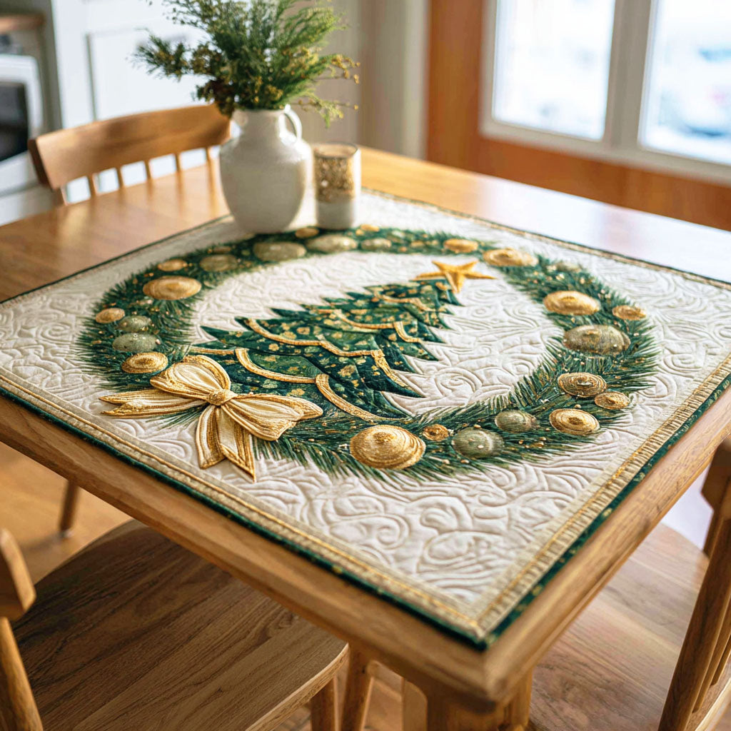 Bowed Fir Quilted Table Topper NCU0NTD348