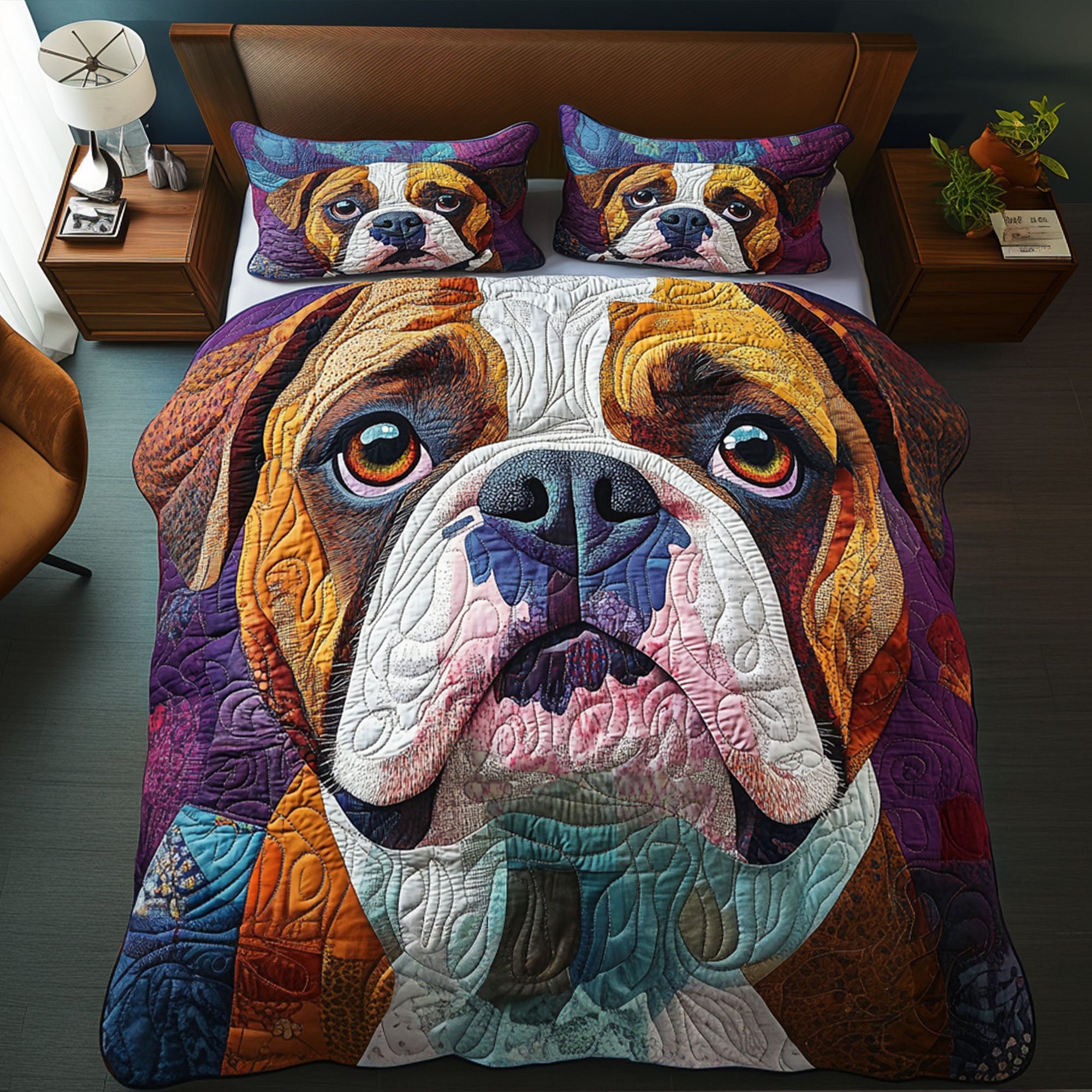 Bulldog Bliss 3-Piece Quilted Bedding Set NCU0PTT412