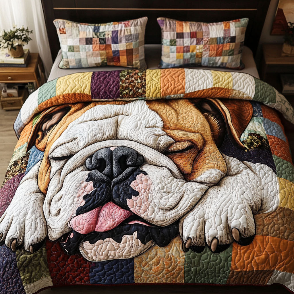 Bulldog Sleepy Time 3-Piece Quilted Bedding Set NCU0PTT432