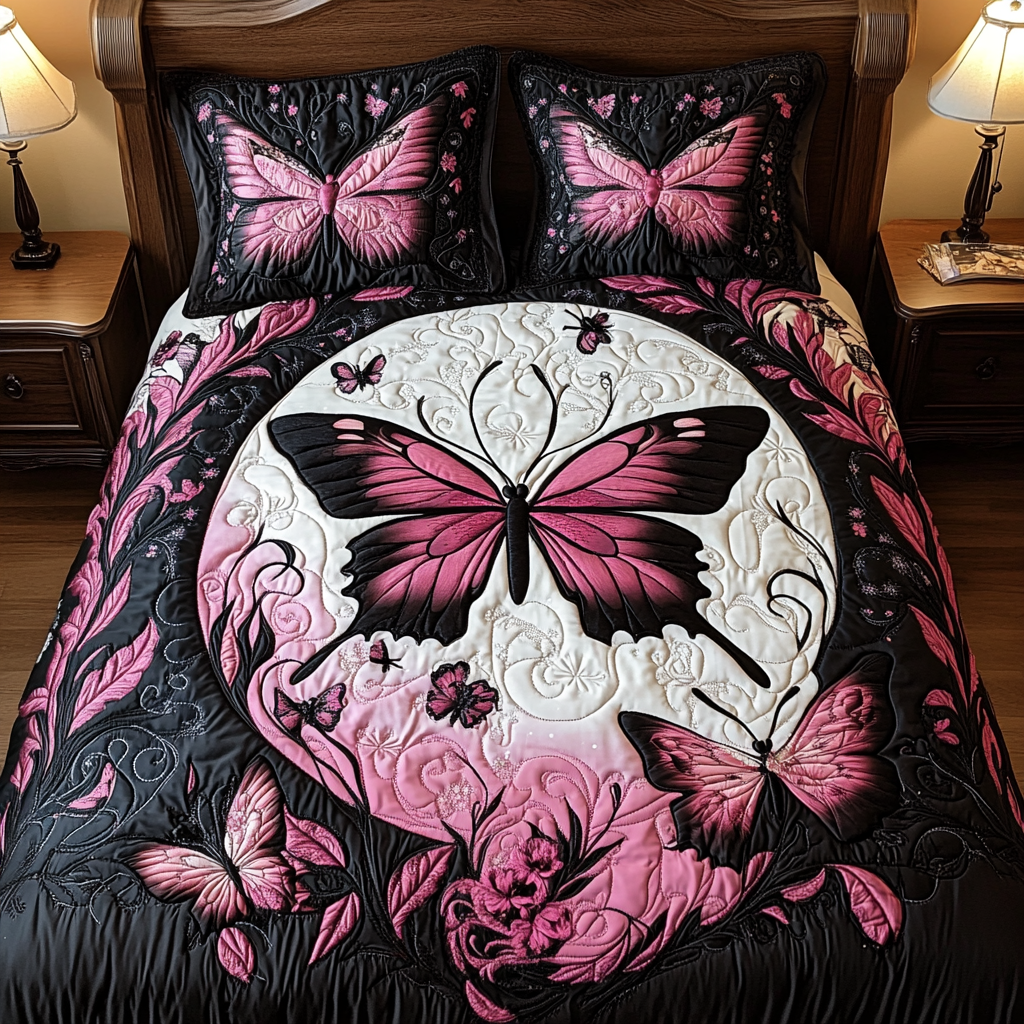 Butterfly Bliss 3-Piece Quilted Bedding Set NCU0NVH035