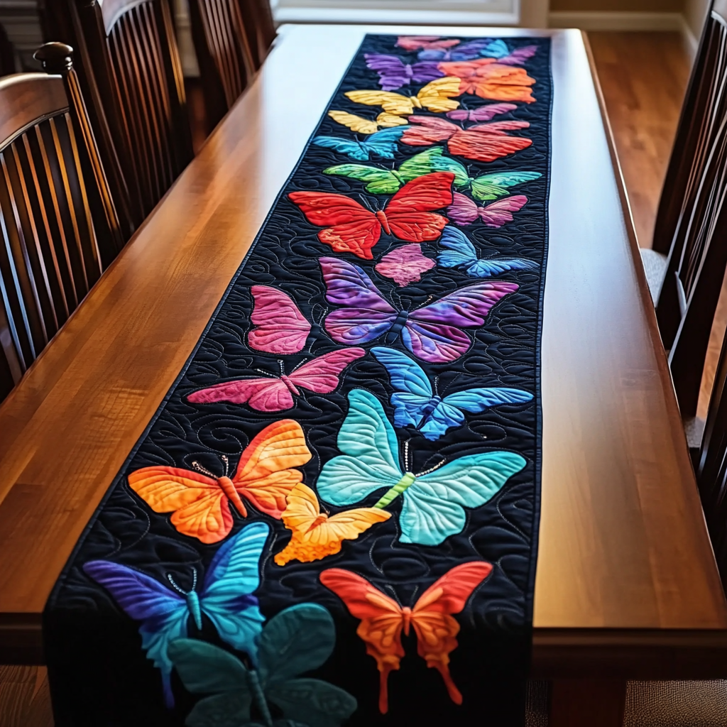 Butterfly Bloom Quilted Table Runner NCU0DDK1424