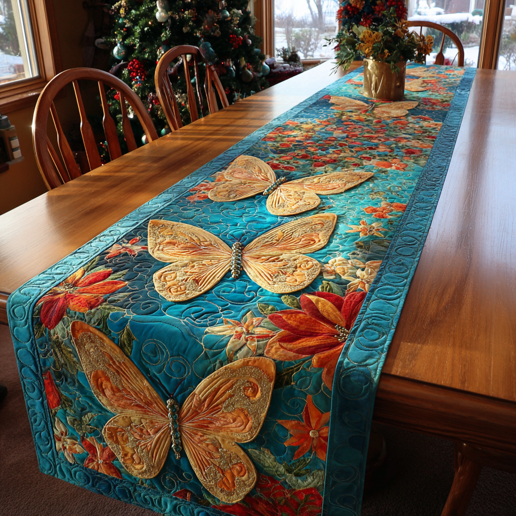Butterfly Bloom Quilted Table Runner NCU0DDK1588