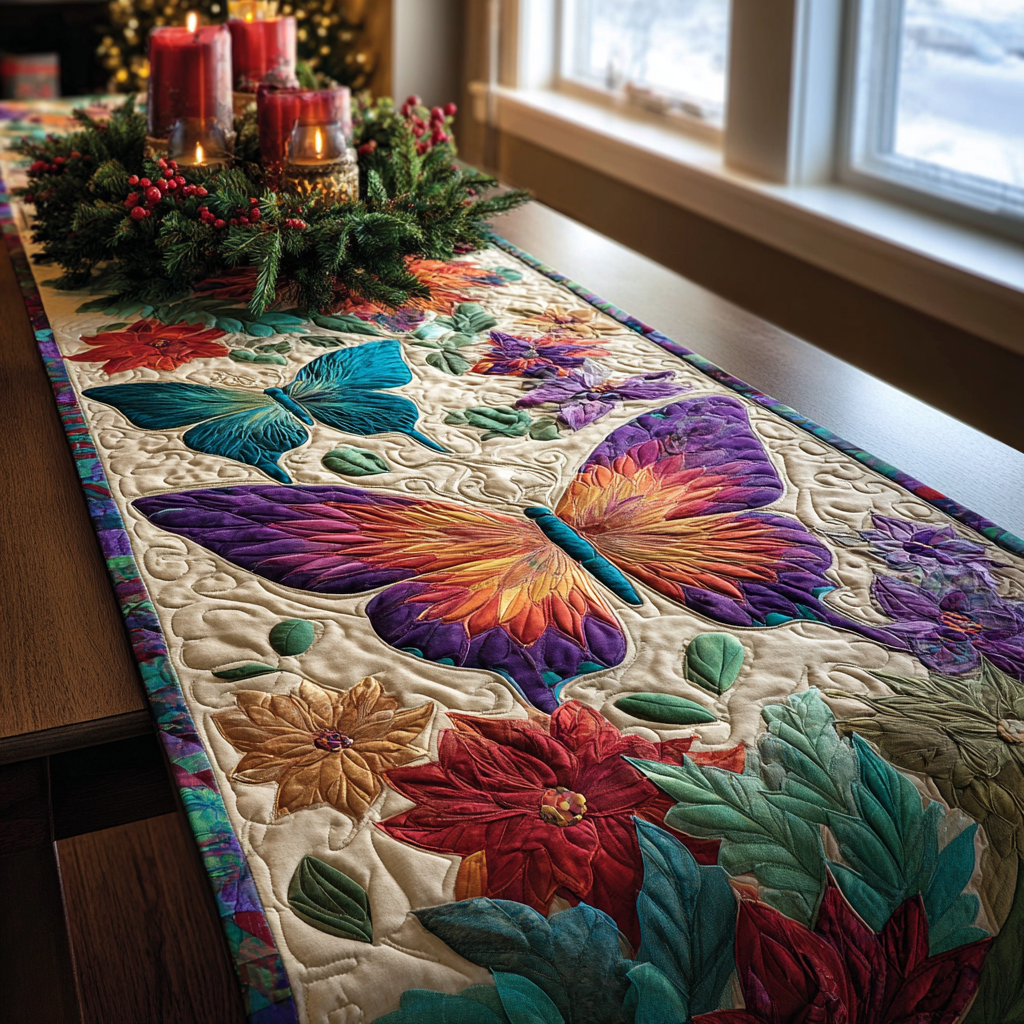 Butterfly Garden Quilted Table Runner NCU0DDK1594