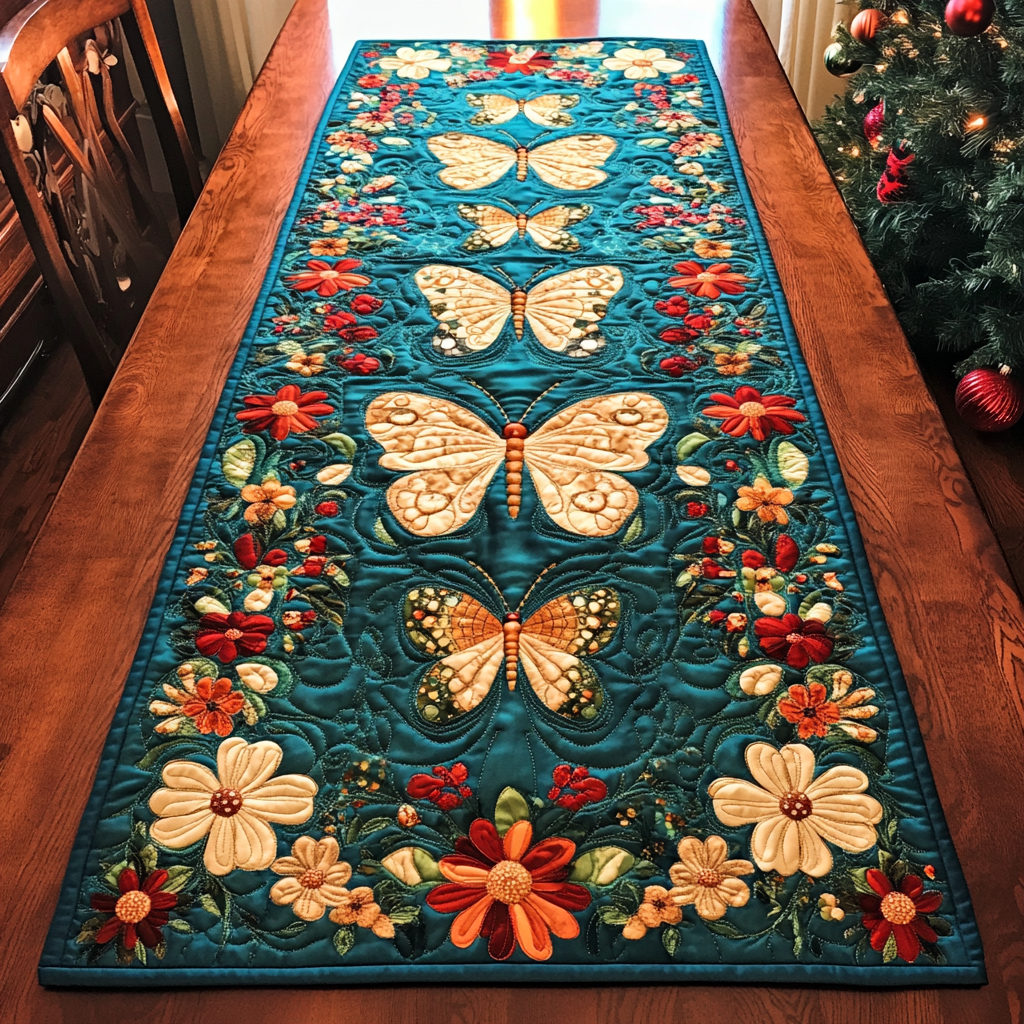 Butterfly Grace Quilted Table Runner NCU0DDK1589