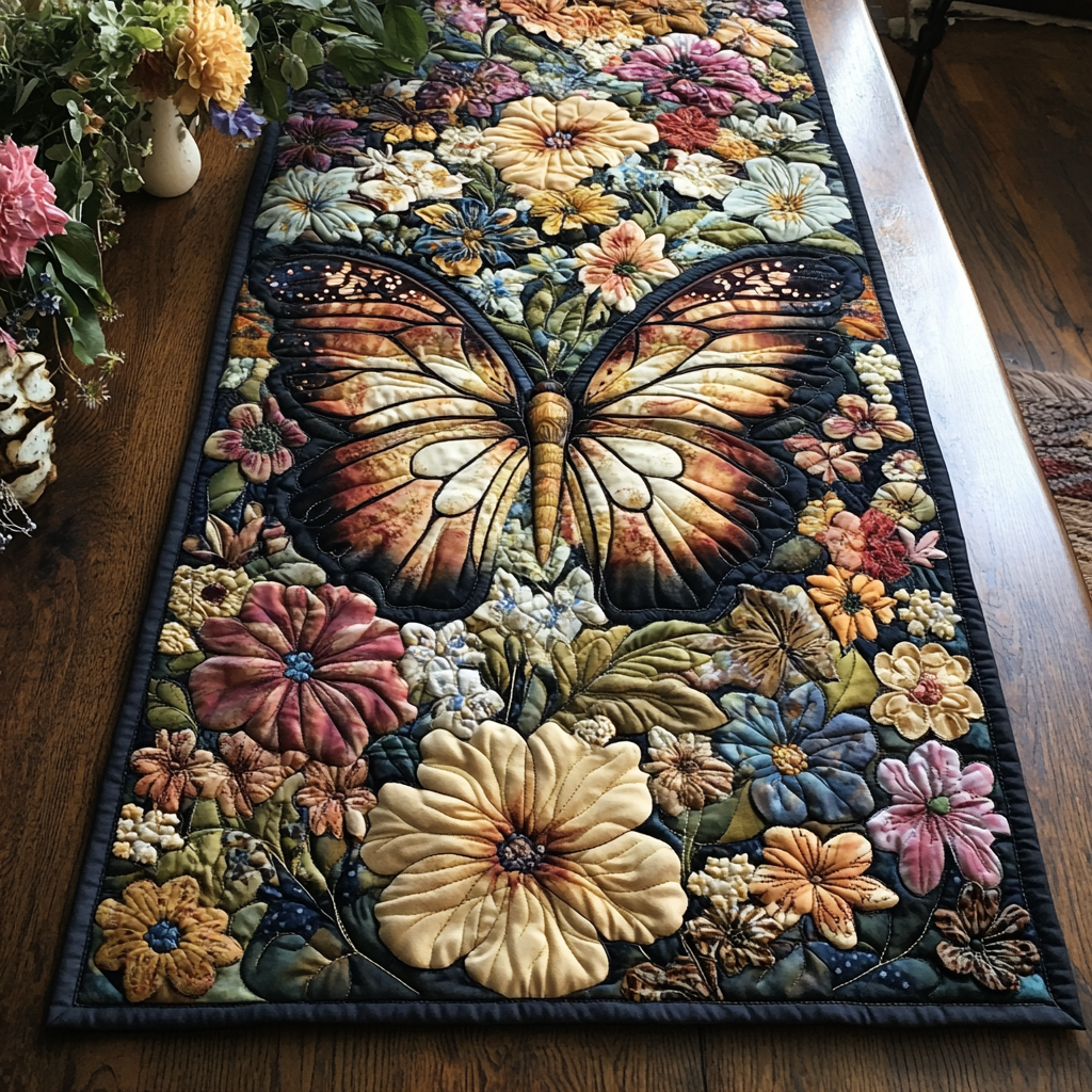Butterfly Harmony Quilted Table Runner NCU0DDK1422